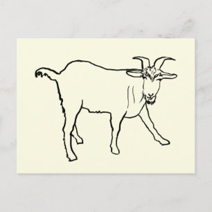 Funny Goat Zeichnend Quirky Cartoon Farm Tierart Postkarte