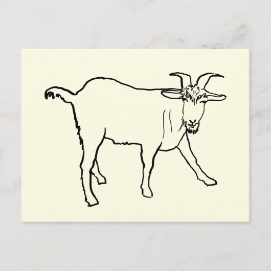 Funny Goat Zeichnend Quirky Cartoon Farm Tierart Postkarte (Vorderseite)