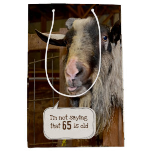 Funny Goat zum 65. Geburtstag Mittlere Geschenktüte