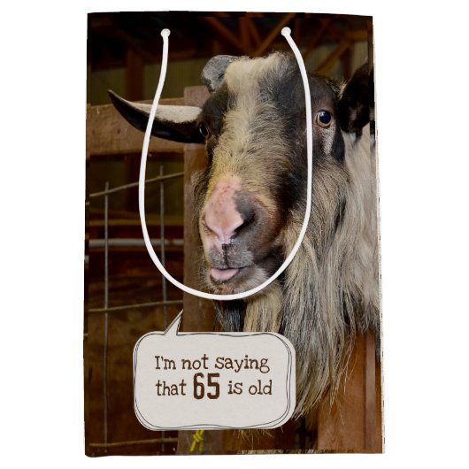Funny Goat zum 65. Geburtstag Mittlere Geschenktüte (Vorderseite)