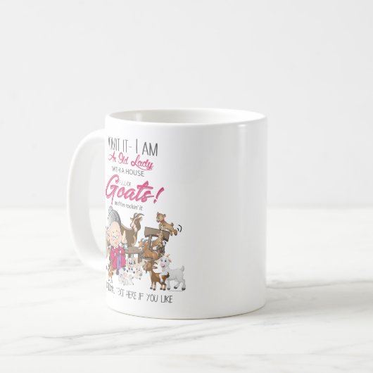 Funny Goats - Old Lady House Full Goats Kaffeetasse (Vorderseite Links)