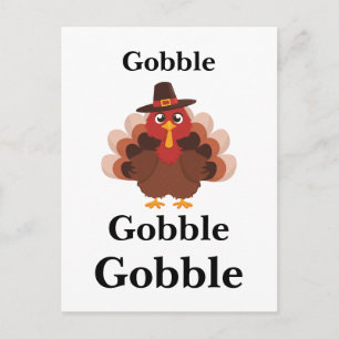 Funny Gobble Erntedank Niedlich Minimalistisch Tür Feiertagspostkarte