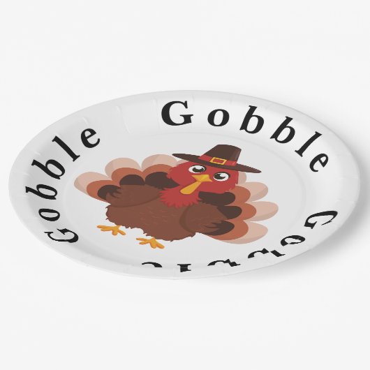 Funny Gobble Erntedank Niedlich Minimalistisch Tür Pappteller (Schrägansicht)