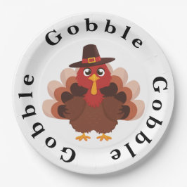Funny Gobble Erntedank Niedlich Minimalistisch Tür Pappteller