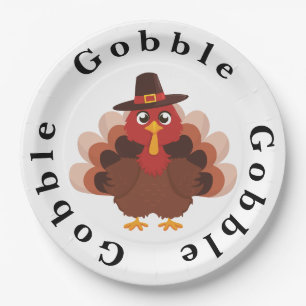 Funny Gobble Erntedank Niedlich Minimalistisch Tür Pappteller