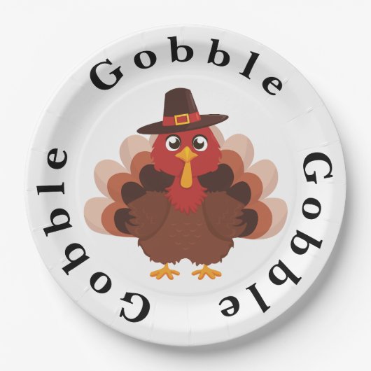 Funny Gobble Erntedank Niedlich Minimalistisch Tür Pappteller (Vorderseite)