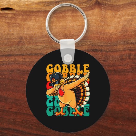 Funny Gobble Gobble Turkey Day Happy Thanksgiving  Schlüsselanhänger (Vorderseite)