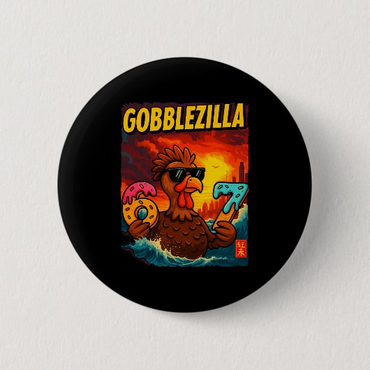Funny Gobblezilla Meme Thanksgiving And 6-7 Christ Button (Vorderseite)