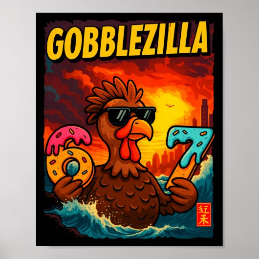 Funny Gobblezilla Meme Thanksgiving And 6-7 Christ Poster (Vorne)