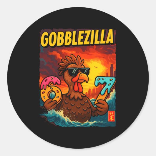 Funny Gobblezilla Meme Thanksgiving And 6-7 Christ Runder Aufkleber (Vorderseite)
