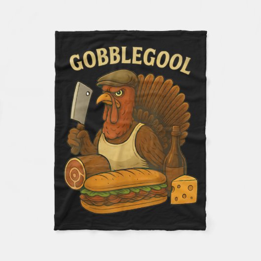 Funny Gobbol Turkey Baker Thanksgiving Fleecedecke (Vorderseite)