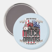 Funny God Created Truck Drivers American Flag Magnet (Vorderseite/Rückseite)