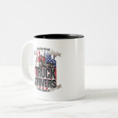 Funny God Created Truck Drivers American Flag Zweifarbige Tasse (Vorderseite Links)