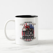 Funny God Created Truck Drivers American Flag Zweifarbige Tasse (Links)