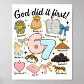 Funny God Did It First 67 Six Seven Christian Bibl Poster (Vorne)