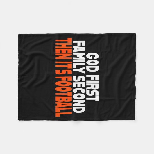 Funny God First Family Then It's Football Religiou Fleecedecke (Vorderseite (Horizontal))