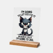 Funny God fix Cat word art sarcaso Acrylschild (Winkel)