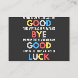 Funny Going Away Farewell Visitenkarte