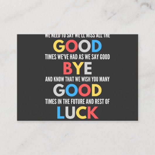 Funny Going Away Farewell Visitenkarte (Vorderseite)