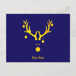 Funny gold abstrakter Weihnachtsrinder auf blau Feiertagspostkarte