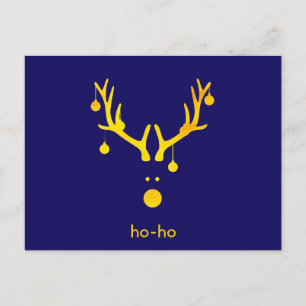 Funny gold abstrakter Weihnachtsrinder auf blau Feiertagspostkarte