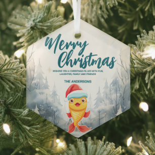 Funny Gold Fisch Merry Xmas Baum Schnee Feier Ornament Aus Glas