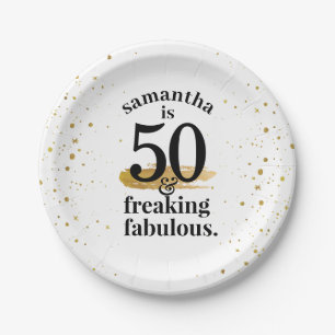 Funny Gold Glitzer Fabulous 50. Geburtstag Pappteller