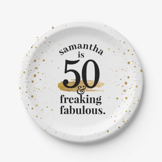 Funny Gold Glitzer Fabulous 50. Geburtstag Pappteller (Vorderseite)
