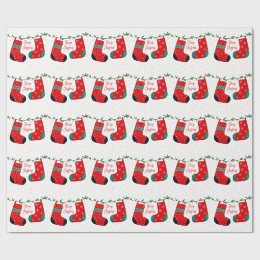 Funny Gold Red White Green Pine Weihnachten Strump Geschenkpapier (Flach)