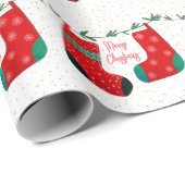Funny Gold Red White Green Pine Weihnachten Strump Geschenkpapier (Rolleneckpunkt)