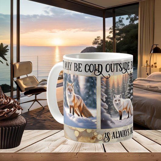 Funny Gold Snow Fox Foto Kaffeetasse