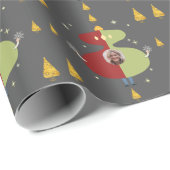 Funny Gold Tree Weihnachten Custom Foto Holiday Geschenkpapier (Rolleneckpunkt)