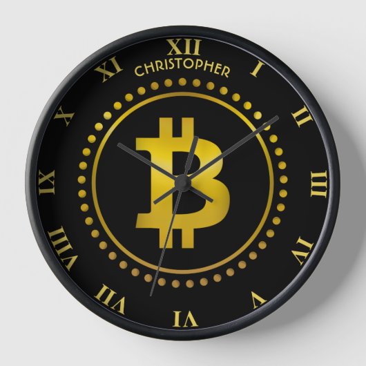 Funny Golden Bitcoin Symbol Kryptowährung HODL Uhr (Vorderseite)