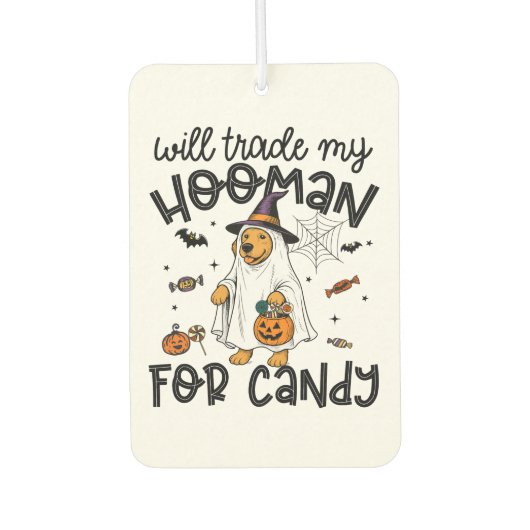 Funny Golden Dog Halloween Ghost Spooky Autolufterfrischer (Vorderseite)