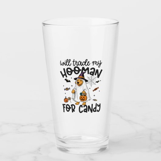 Funny Golden Dog Halloween Ghost Spooky Glas (Vorderseite)