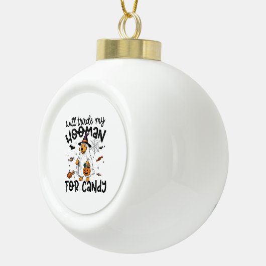 Funny Golden Dog Halloween Ghost Spooky Keramik Kugel-Ornament (Rechts)