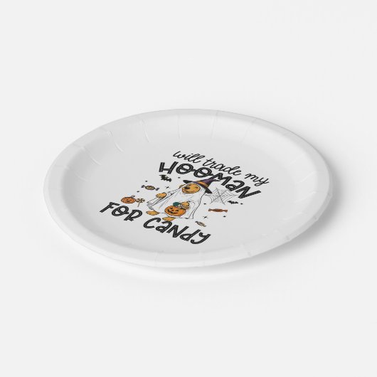 Funny Golden Dog Halloween Ghost Spooky Pappteller (Schrägansicht)