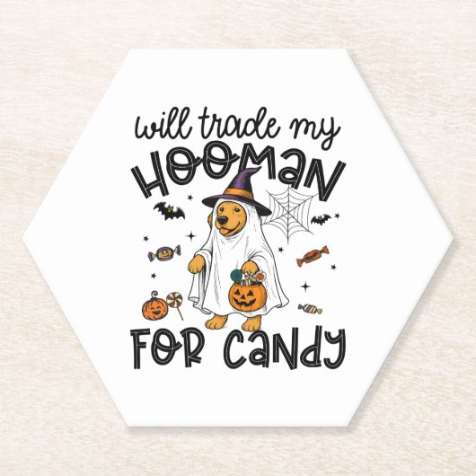 Funny Golden Dog Halloween Ghost Spooky Untersetzer (Vorderseite)