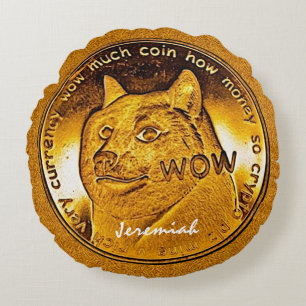 Funny Golden Dogecoin Rundes Kissen
