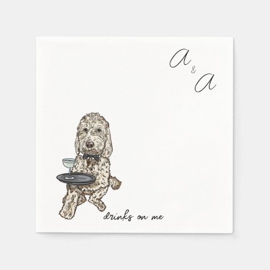 Funny Golden Doodle Cocktail Serviette (Vorderseite)
