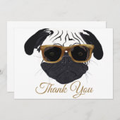 Funny Golden Glasses Mops Hunde Illustration Dankeskarte (Vorne/Hinten)