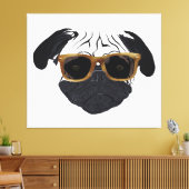 Funny Golden Glasses Mops Hunde Illustration Leinwanddruck (Insitu (Wohnzimmer))