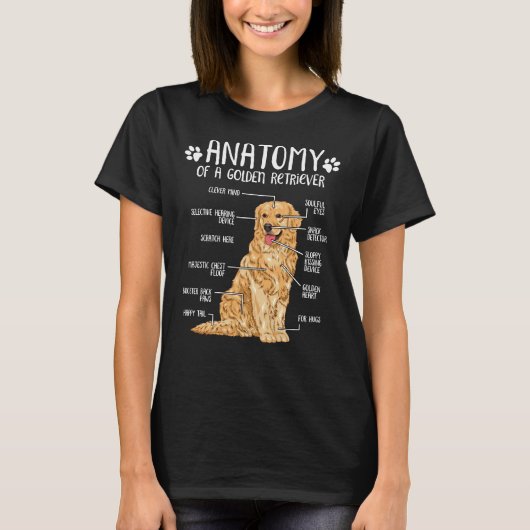 Funny Golden Retriever Anatomie Dog T-Shirt (Vorderseite)