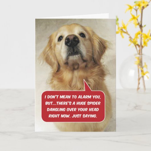 Funny Golden Retriever Arachnophobia - Birthday Karte (Gelbe Blume)