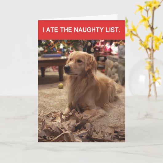 Funny Golden Retriever Ate Naughty List Weihnachte Karte (Gelbe Blume)