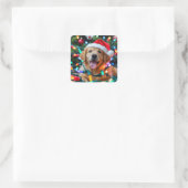 Funny Golden Retriever Christmas Design – Puppy Quadratischer Aufkleber (Tasche)