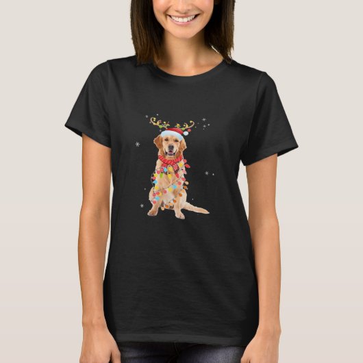 Funny Golden Retriever Christmas Tree Santa Reinde T-Shirt (Vorderseite)