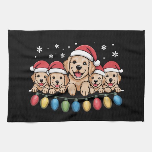 Funny Golden Retriever Christmas Welpe Hund Geschirrtuch (Horizontal)
