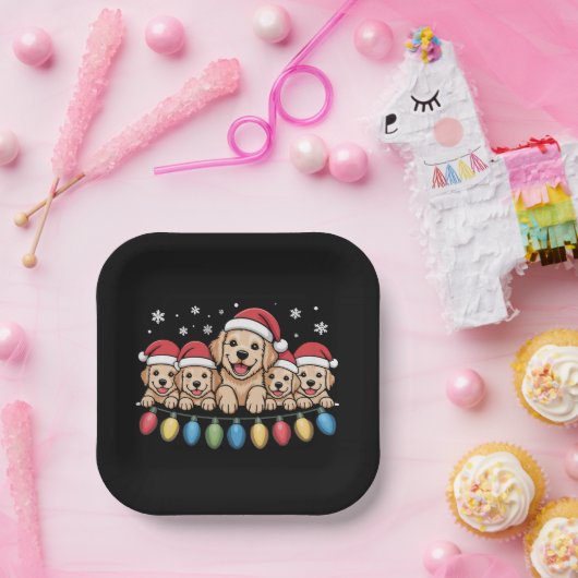 Funny Golden Retriever Christmas Welpe Hund Pappteller (Party)