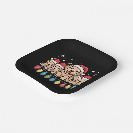 Funny Golden Retriever Christmas Welpe Hund Pappteller (Gewinkelt)